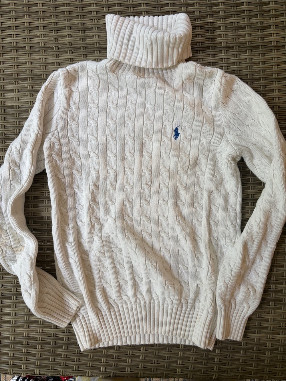 Ralph Lauren Cream Cable-Knit Turtleneck